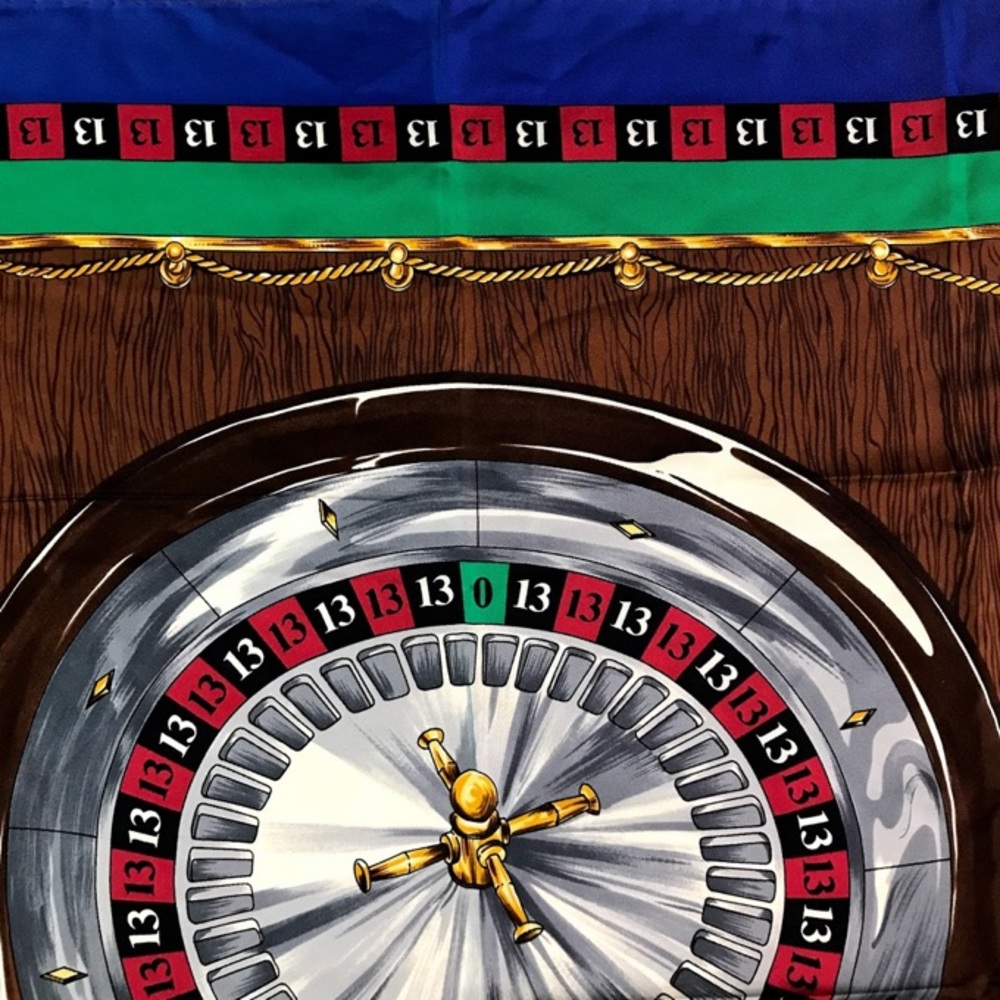 auth MOSCHINO gambler LUCKY 13 Roulette SILK scarf - Picture 16 of 16